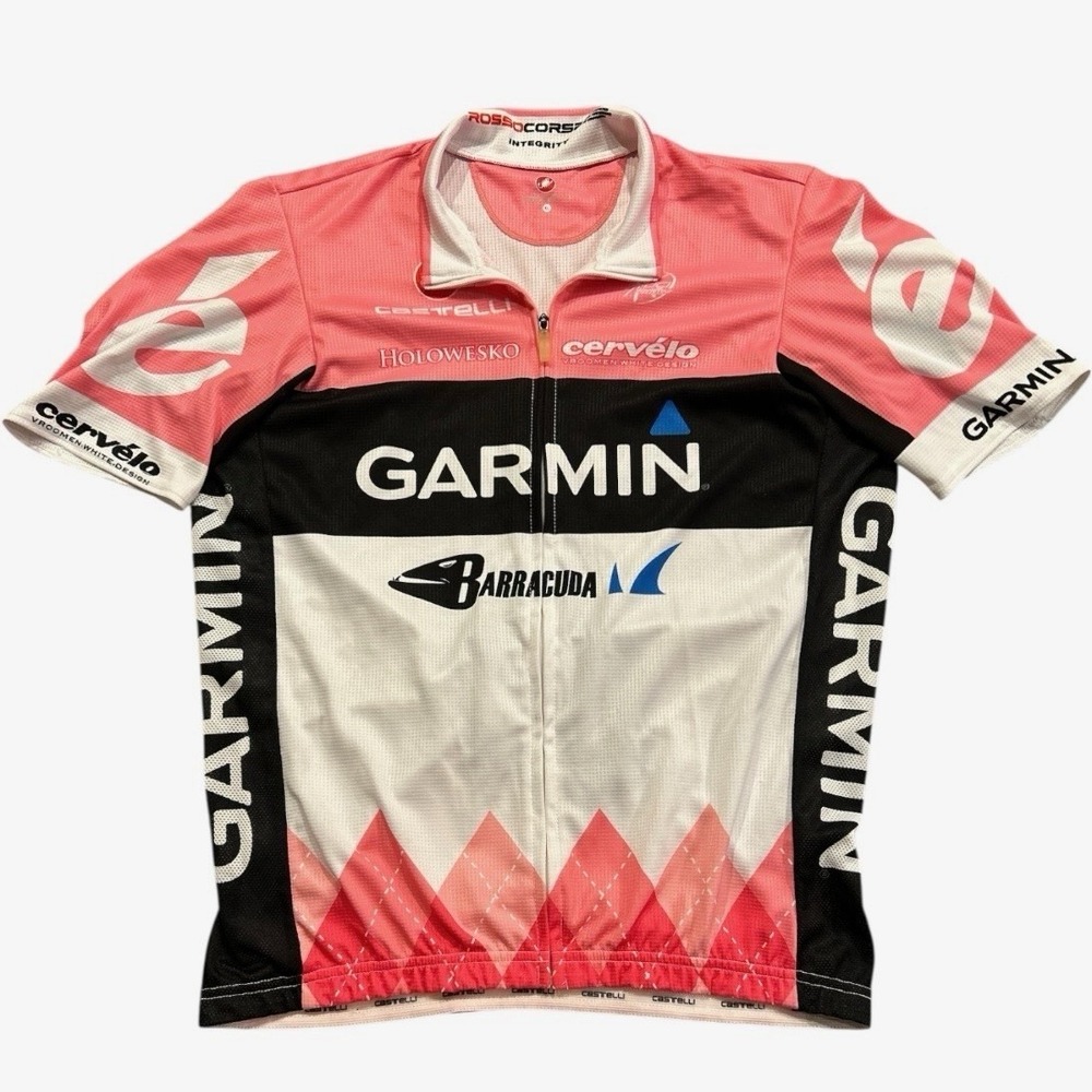 Castelli Garmin Slipstream Cycling Rosso Corsa Short Sleeve Jersey Pink Size XL